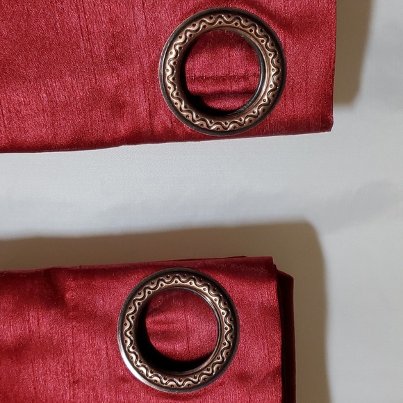 American Linen Maria Faux Silk Grommet Window Panels (2) 54" X 84" ~ Burgundy - Picture 6 of 8